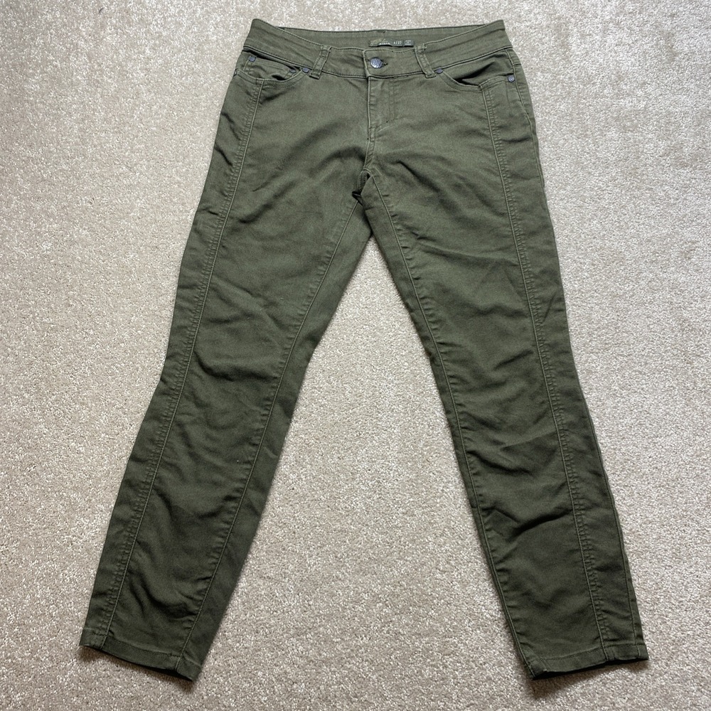 PrAna Jeans Womens 4/27 Green Straight Low‎ Rise Stretch Carlotta Crop